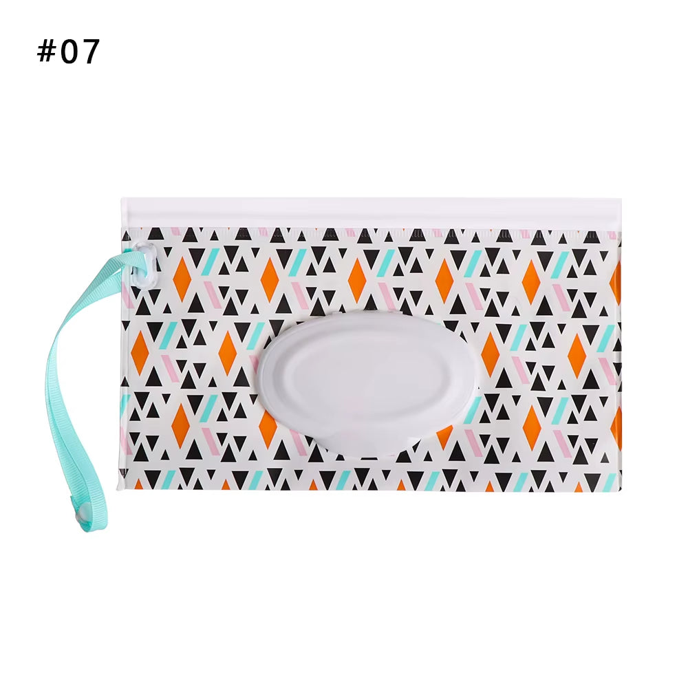 EVA Baby Wet Wipe Pouch Portable Wipes Holder Case Flip Cover Snap-Strap Reusable Refillable Cosmetic Pouch Useful Tissue Box