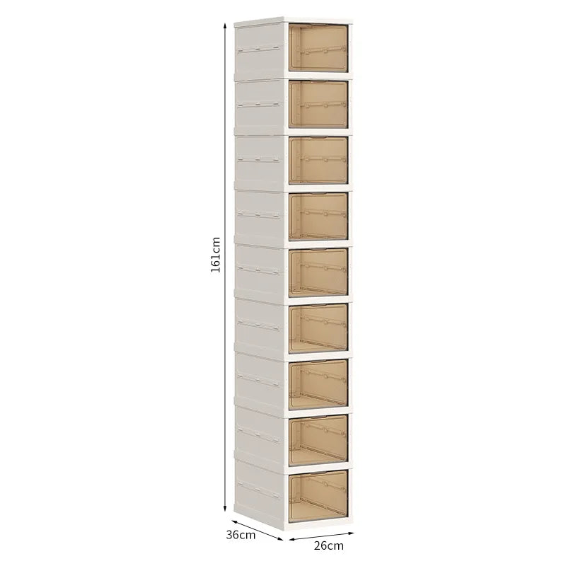 Collapsible Shoe Rack Storage Box Easy to Assemble Collapsible Shoe Box for Closet Hallway Portable White Plastic Shoe Cabinet