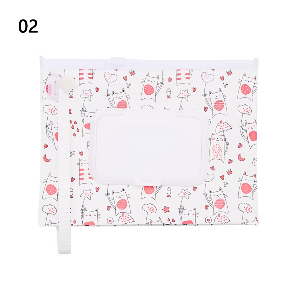 EVA Baby Wet Wipe Pouch Portable Wipes Holder Case Flip Cover Snap-Strap Reusable Refillable Cosmetic Pouch Useful Tissue Box