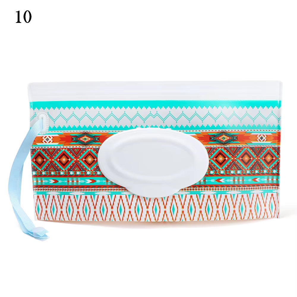 EVA Baby Wet Wipe Pouch Portable Wipes Holder Case Flip Cover Snap-Strap Reusable Refillable Cosmetic Pouch Useful Tissue Box