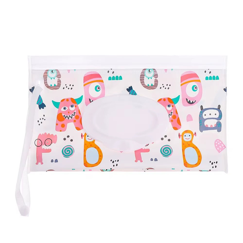 EVA Baby Wet Wipe Pouch Portable Wipes Holder Case Flip Cover Snap-Strap Reusable Refillable Cosmetic Pouch Useful Tissue Box