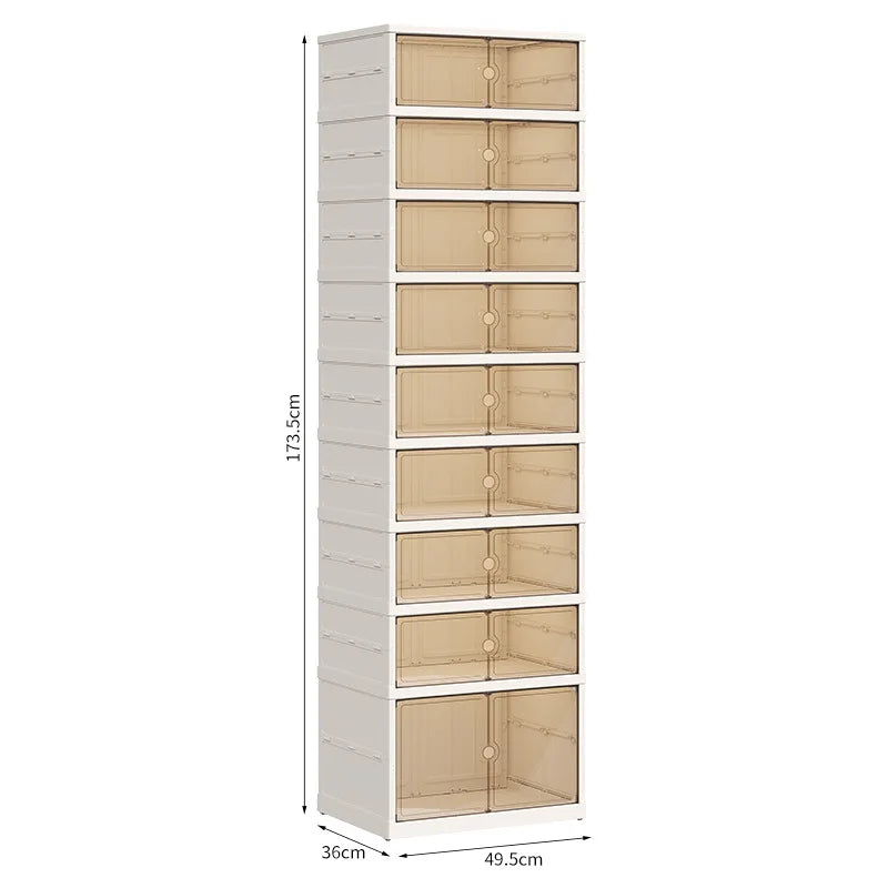 Collapsible Shoe Rack Storage Box Easy to Assemble Collapsible Shoe Box for Closet Hallway Portable White Plastic Shoe Cabinet