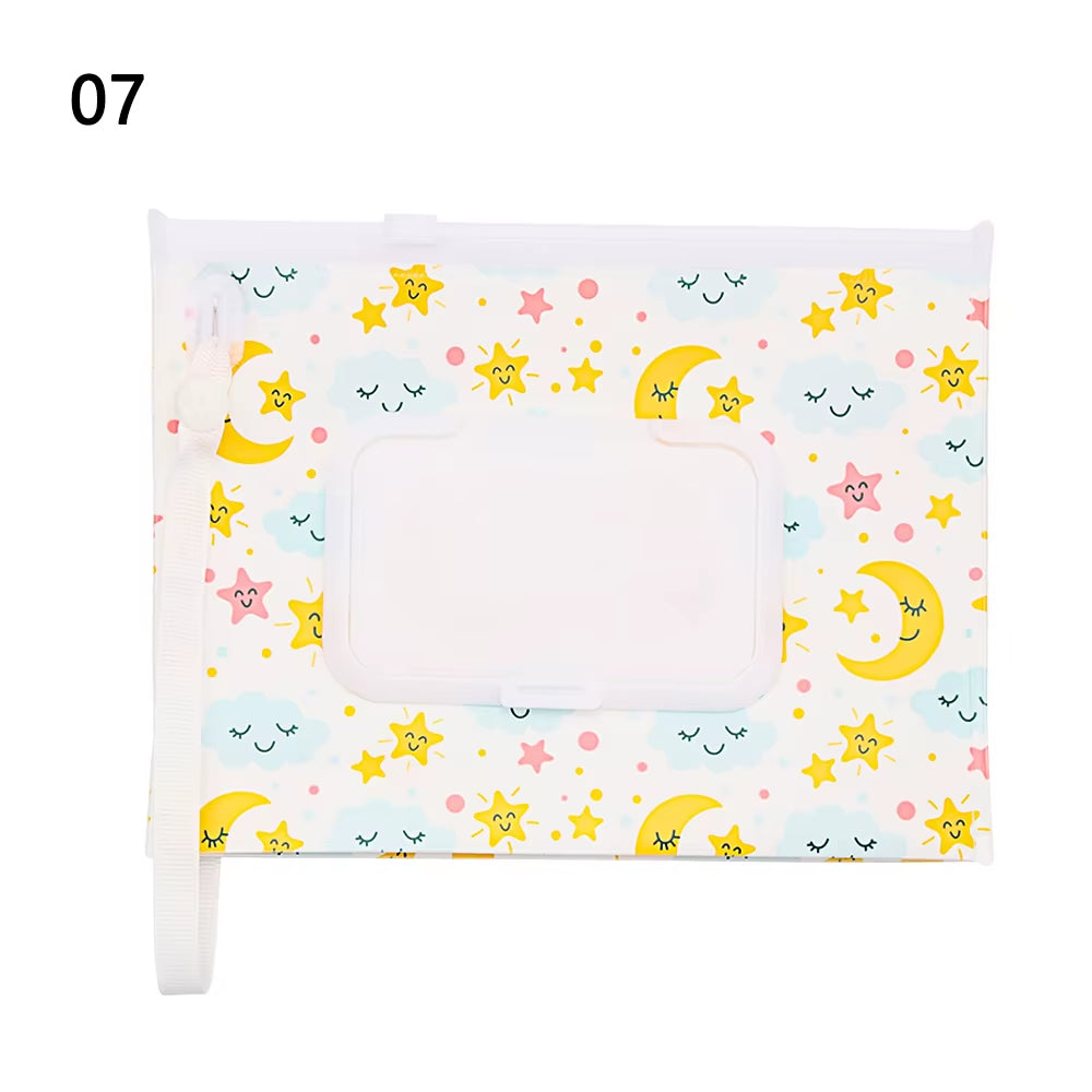 EVA Baby Wet Wipe Pouch Portable Wipes Holder Case Flip Cover Snap-Strap Reusable Refillable Cosmetic Pouch Useful Tissue Box