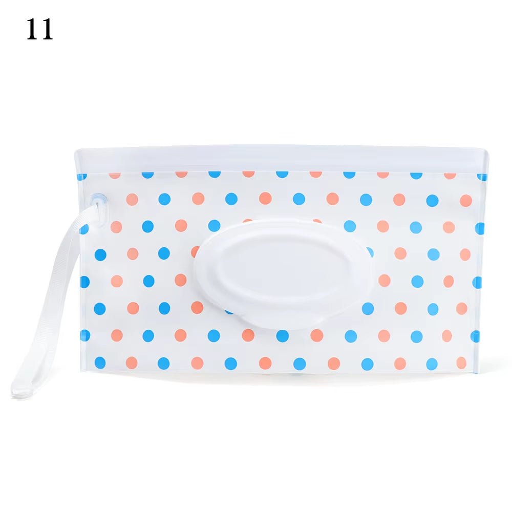 EVA Baby Wet Wipe Pouch Portable Wipes Holder Case Flip Cover Snap-Strap Reusable Refillable Cosmetic Pouch Useful Tissue Box