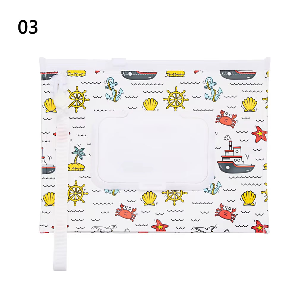 EVA Baby Wet Wipe Pouch Portable Wipes Holder Case Flip Cover Snap-Strap Reusable Refillable Cosmetic Pouch Useful Tissue Box