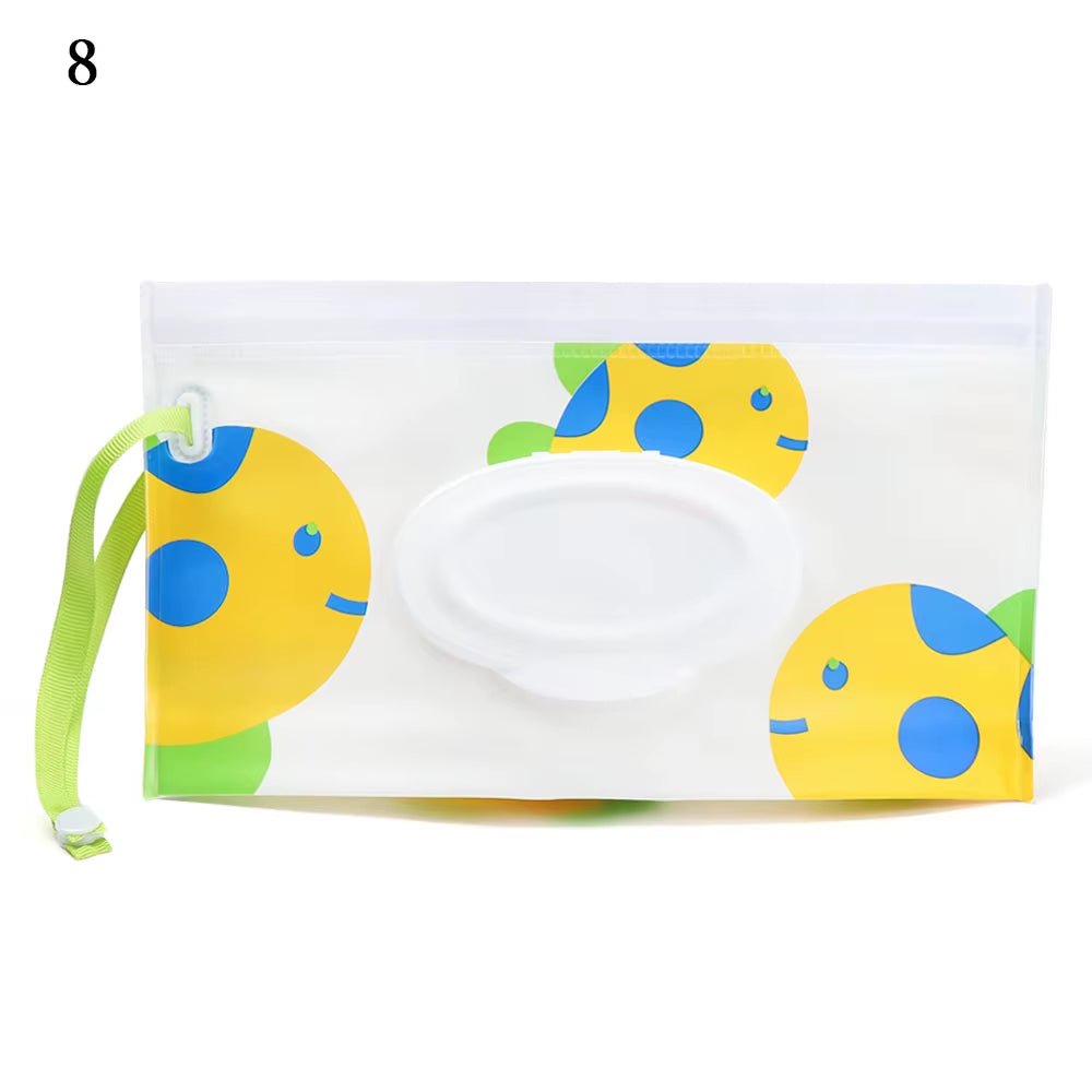 EVA Baby Wet Wipe Pouch Portable Wipes Holder Case Flip Cover Snap-Strap Reusable Refillable Cosmetic Pouch Useful Tissue Box