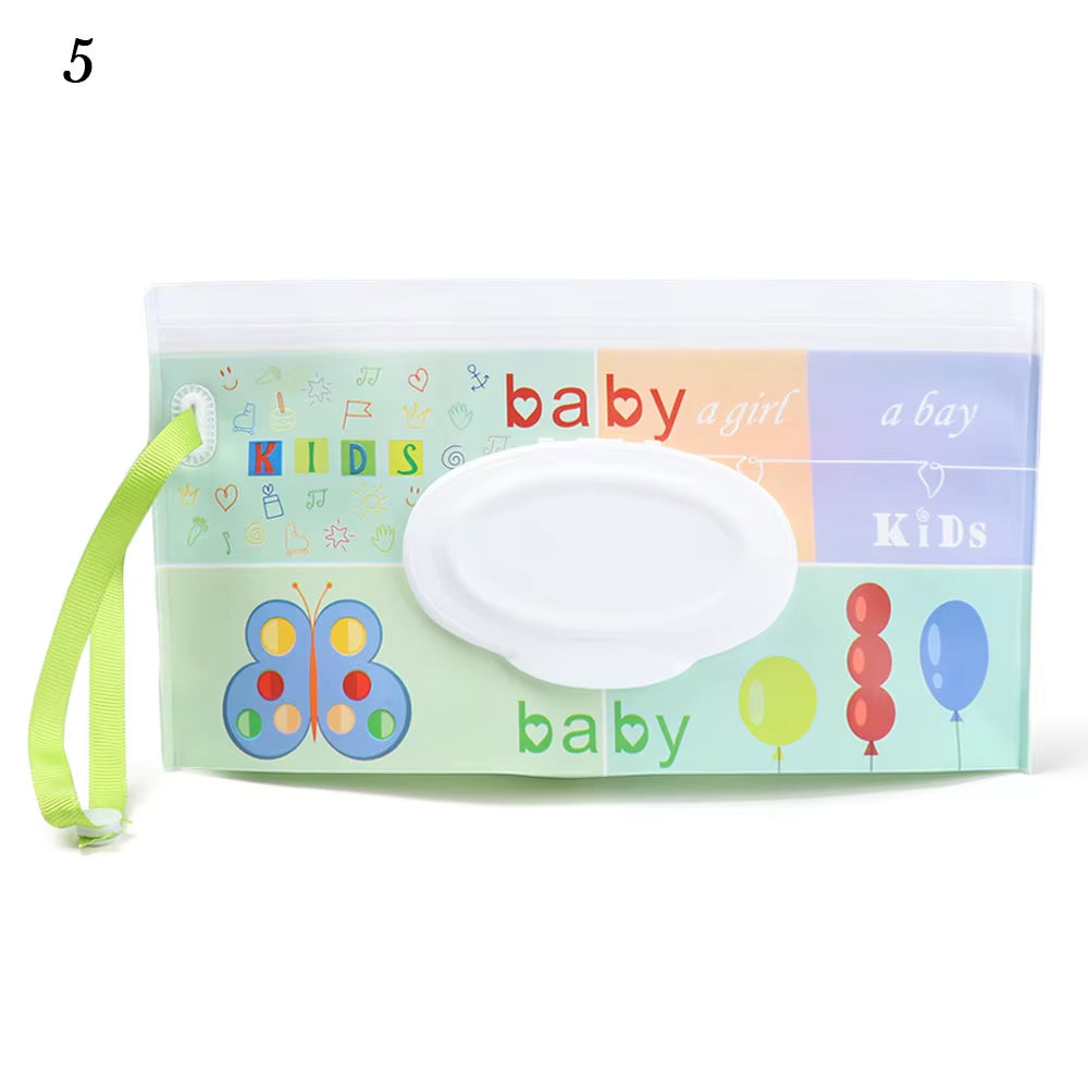 EVA Baby Wet Wipe Pouch Portable Wipes Holder Case Flip Cover Snap-Strap Reusable Refillable Cosmetic Pouch Useful Tissue Box