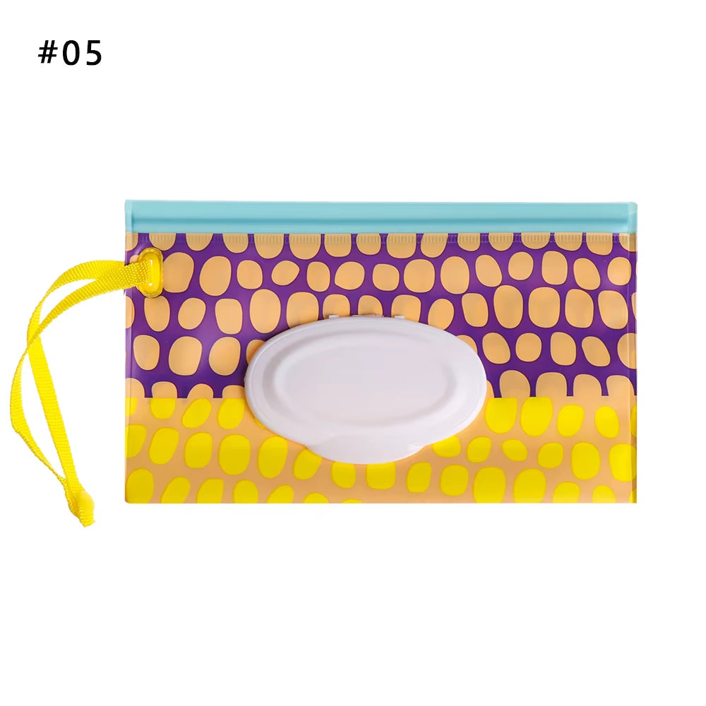 EVA Baby Wet Wipe Pouch Portable Wipes Holder Case Flip Cover Snap-Strap Reusable Refillable Cosmetic Pouch Useful Tissue Box