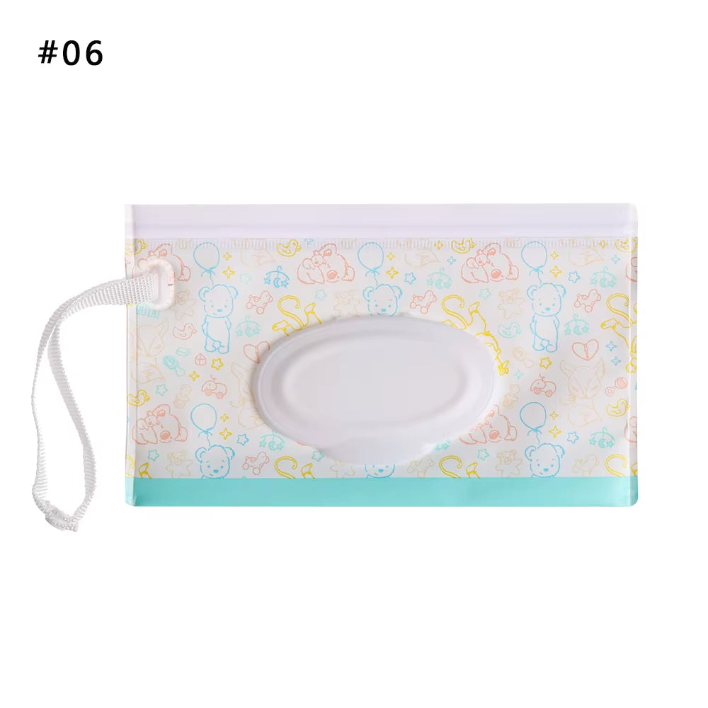 EVA Baby Wet Wipe Pouch Portable Wipes Holder Case Flip Cover Snap-Strap Reusable Refillable Cosmetic Pouch Useful Tissue Box