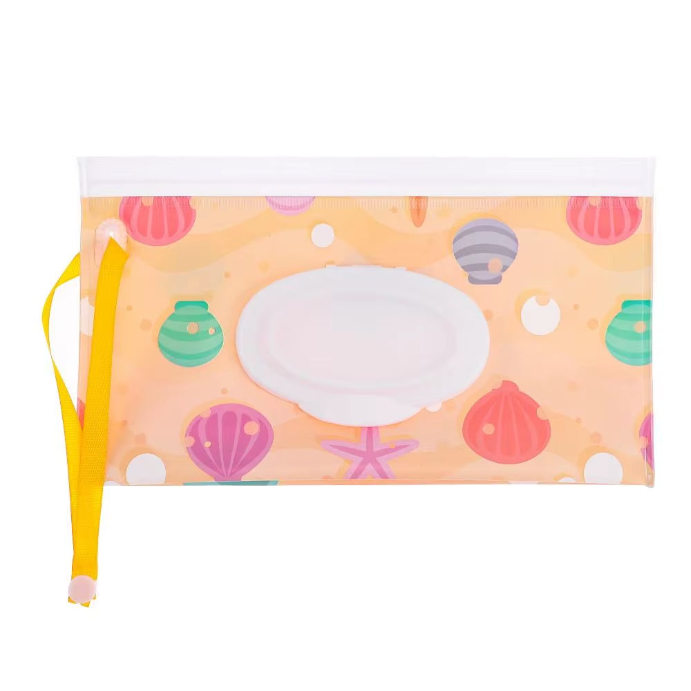 EVA Baby Wet Wipe Pouch Portable Wipes Holder Case Flip Cover Snap-Strap Reusable Refillable Cosmetic Pouch Useful Tissue Box