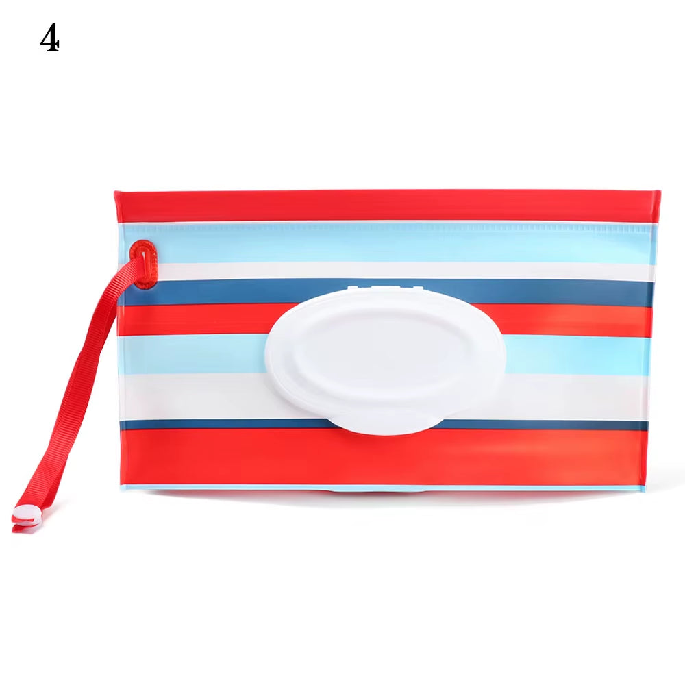 EVA Baby Wet Wipe Pouch Portable Wipes Holder Case Flip Cover Snap-Strap Reusable Refillable Cosmetic Pouch Useful Tissue Box