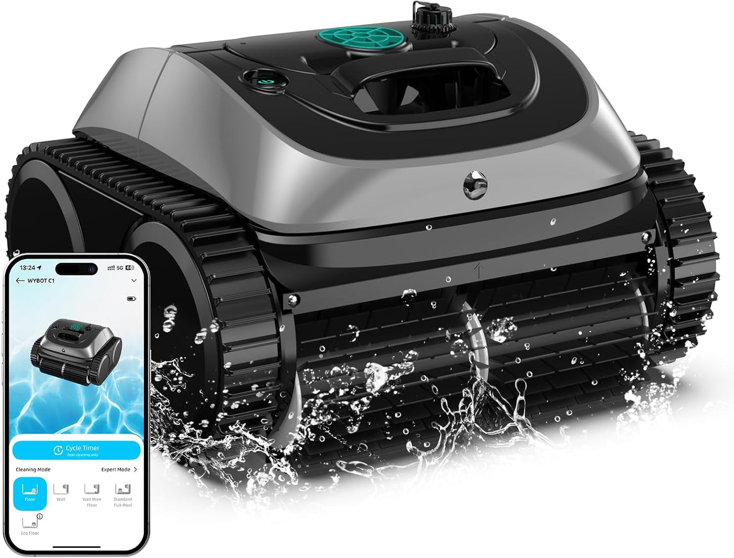 (2025 Upgrade) C1 Pool Robot Vacuum for Inground Pools, 4-In-1 Cordless Robotic Pool Cleaner Lasts 150Min, Triple-Motor up to 1,614 Sq.Ft, Smart APP Support, Auto Wall & Waterline Cleaning