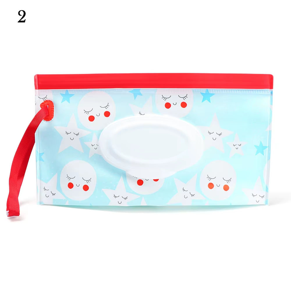EVA Baby Wet Wipe Pouch Portable Wipes Holder Case Flip Cover Snap-Strap Reusable Refillable Cosmetic Pouch Useful Tissue Box