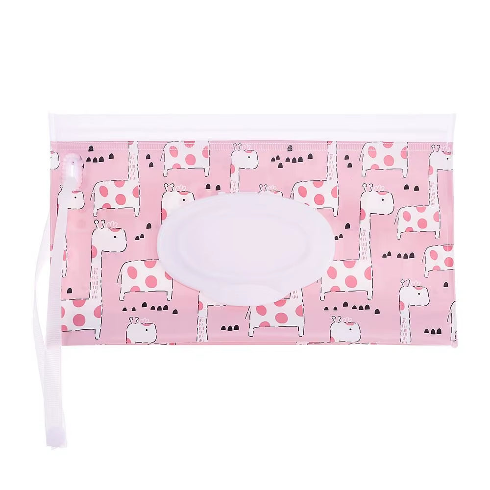 EVA Baby Wet Wipe Pouch Portable Wipes Holder Case Flip Cover Snap-Strap Reusable Refillable Cosmetic Pouch Useful Tissue Box