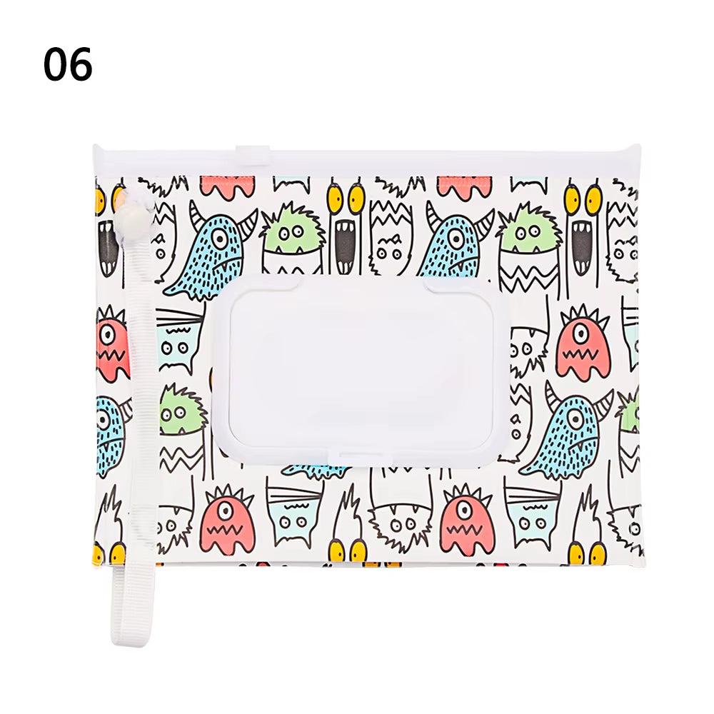 EVA Baby Wet Wipe Pouch Portable Wipes Holder Case Flip Cover Snap-Strap Reusable Refillable Cosmetic Pouch Useful Tissue Box