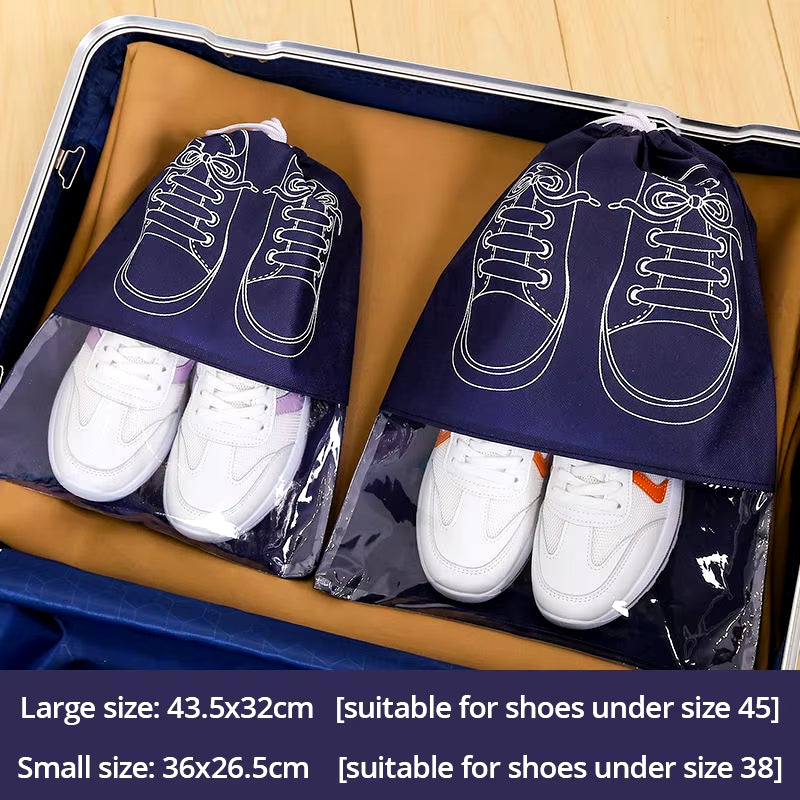 5Pcs/Set Shoe Storage Bag with Thickened Non-Woven Fabric Strap Mouth Large Capacity Travel Waterproof Shoe Bag Moistureproof