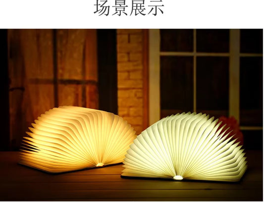 3D Folding Creative LED Night Light RGB Color USB Recharge Wooden Book Light Decor Bedroom Desk Table Lamp for Kid Brithday Gift