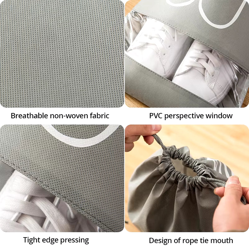 5Pcs/Set Shoe Storage Bag with Thickened Non-Woven Fabric Strap Mouth Large Capacity Travel Waterproof Shoe Bag Moistureproof