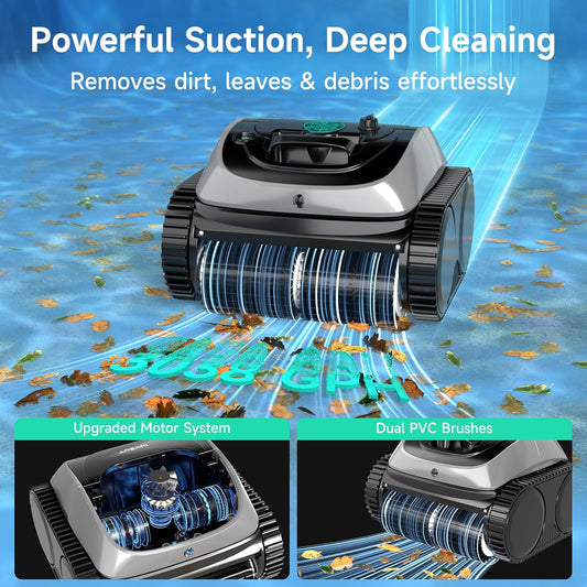 (2025 Upgrade)  C1 Pool Robot Vacuum for Inground Pools, 4-In-1 Cordless Robotic Pool Cleaner Lasts 150Min, Triple-Motor up to 1,614 Sq.Ft, Smart APP Support, Auto Wall & Waterline Cleaning