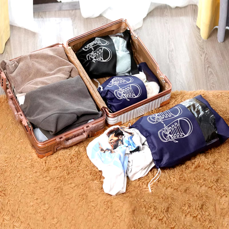 5Pcs/Set Shoe Storage Bag with Thickened Non-Woven Fabric Strap Mouth Large Capacity Travel Waterproof Shoe Bag Moistureproof