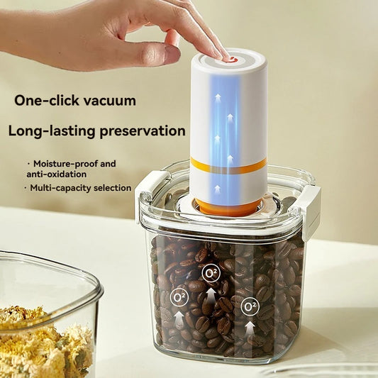 Plastic Vacuum Sealed Tank Electric Coffee Vacuum Container Kitchen Food Grains Candy Storage Box Fresh-Keeping Tea Canister